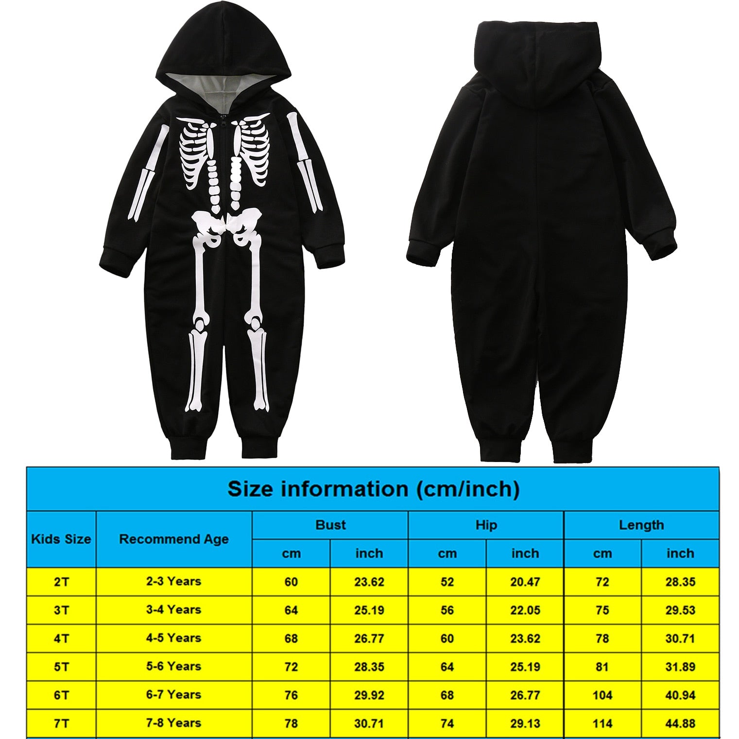 Qfdian halloween decorations halloween costumes halloween giftHalloween Family Matching Outfits Fashion Skeleton Print Hooded Jumpsuit Pajama Family Look Father Mother Kids Halloween Costume