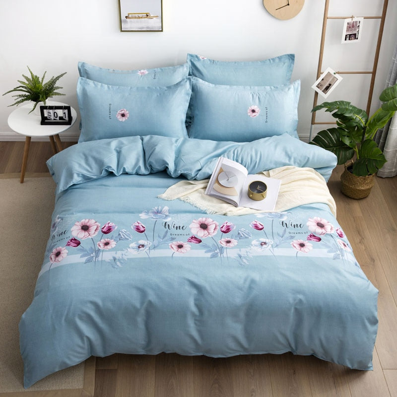 Qfdian Beddings Sets New Cotton Four-piece Set Thickened Brushed Bedding School Dormitory Three-piece Bedding Set Luxury Bed Linen