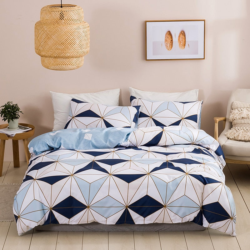 Modern Geometric Print Queen Bedding Set Soft Comfortable King Size Duvet Cover Set Cheap and Durable Single Double Bedding Sets