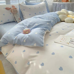 Soft Bedding Set Ins Style Twin Queen Size 2023 New Washable Duvet Cover Pillowcases Sheet for Boys Girls Dormitory Home Textile