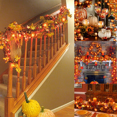 Qfdian halloween decorations halloween costumes halloween gift10/20Leds Pumpkin Maple Leaves Light String Fall Garland Battery Powered Indoor Outdoor Garden Halloween Thanksgiving Home Decor