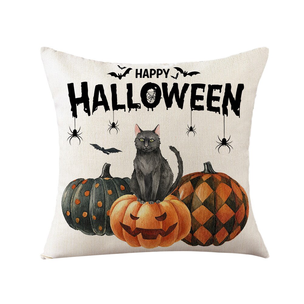 Qfdian halloween decorations Halloween Decoration Pillow Cover Decorative Halloween Square Pillowcase Soft Solid Cushion Case for Sofa Bedroom Car Home Decor