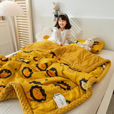 Qfdian Cute Animal Blanket For Kids Soft Fluffy Winter Blankets Warm Bed Cover Thick Weighted Blanket Children's Cartoon Duvet Quilt