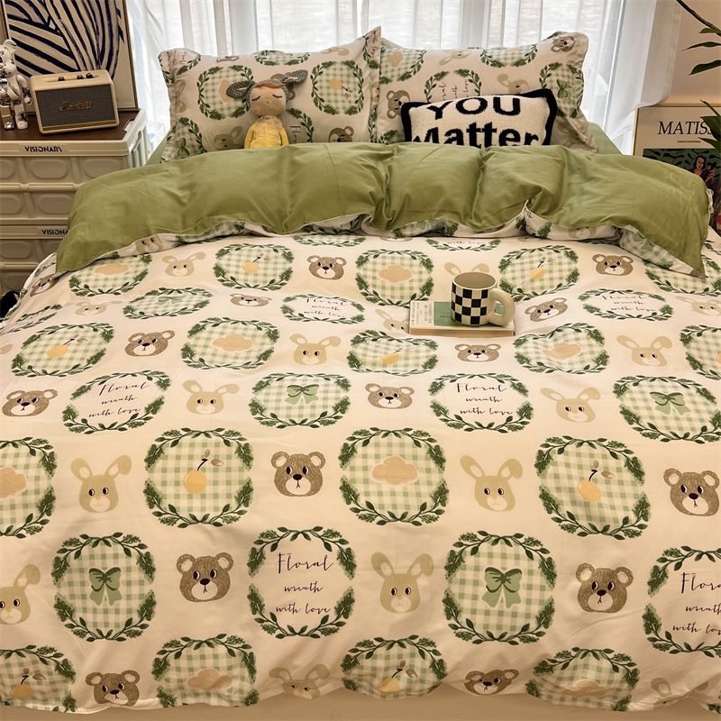 Ins Style Bedding Set for Boys Girls Single Queen Size Bed Linen Duvet Cover Pillowcase No Fillings Floral Home Textile