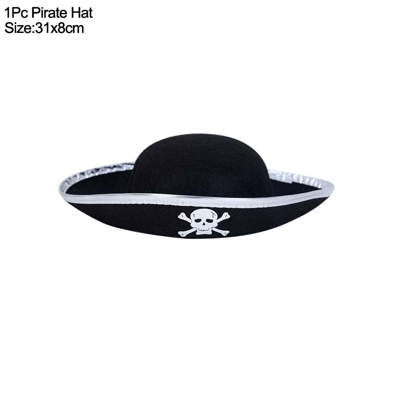 Qfdian halloween decorations halloween costumes halloween gift Halloween Pirate Hat Cap Decoration Kids Adult Halloween Masquerade Captain Cosplay Costume Props Pirate Theme Birthday Party