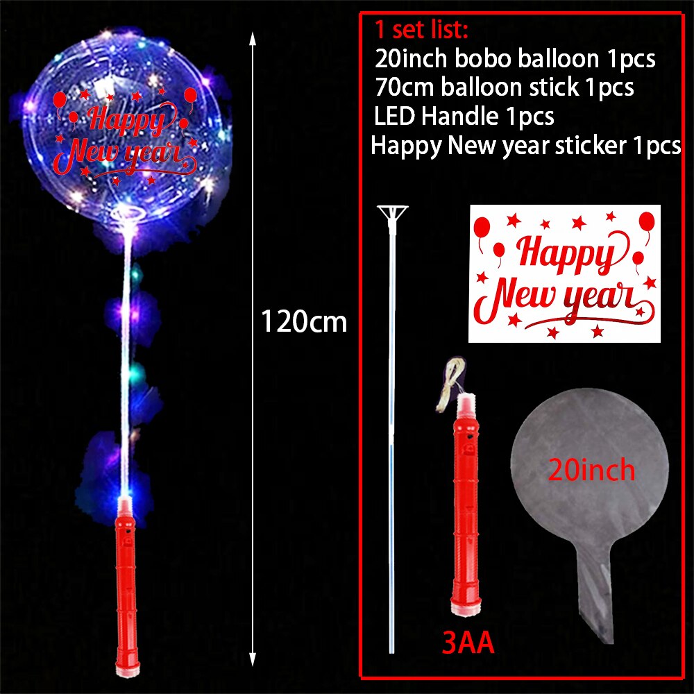 20 Inches Glow Clear Bubble Balloon LED Light Up BoBo Balloons for Baby Shower Christmas Birthday Party Wedding Decoration