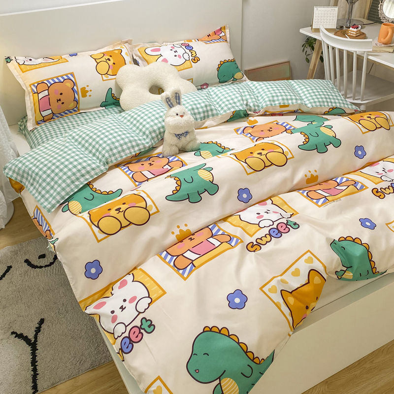 Cute Bedding Set Fashion Single Double Size Flat Sheet Duvet Cover Pillowcase Soft Microfiber Boys Girls Bed Linen