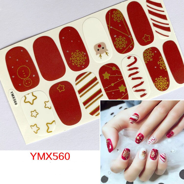 Qfdian christmas decor ideas nightmare before christmas 14tips Christmas Style Nail Art Sticker Snowflake Elk Decoration Waterproof Full Cover Wraps Decal DIY Manicure Sticker