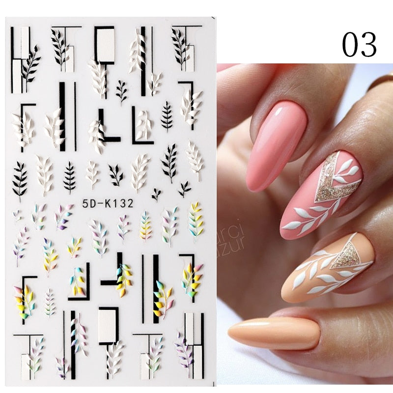 Qfdian christmas decor ideas nightmare before christmas 1PC 5D Nail Stickers Winter Santa Claus Self-Adhesive Slider Nail Art Decorations Christmas Snow Decals Manicure Accessories