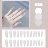 QFDSIAN 24pcs/box Full Cover fake Press on Nails Matte Yellow Pure Acrylic Frosted Ballerina acrylic for nails for Women free shipping