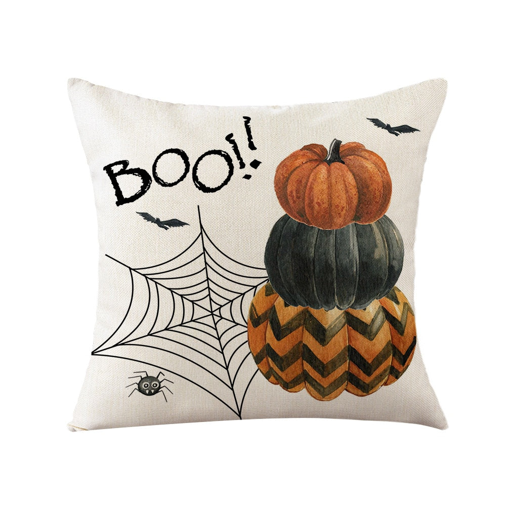 Qfdian halloween decorations Halloween Decoration Pillow Cover Decorative Halloween Square Pillowcase Soft Solid Cushion Case for Sofa Bedroom Car Home Decor