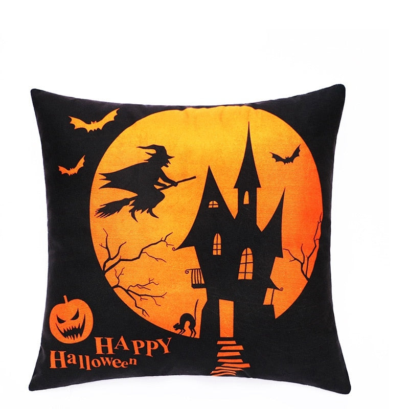 Qfdian halloween decorations Halloween Decoration Pillow Cover Decorative Halloween Square Pillowcase Soft Solid Cushion Case for Sofa Bedroom Car Home Decor