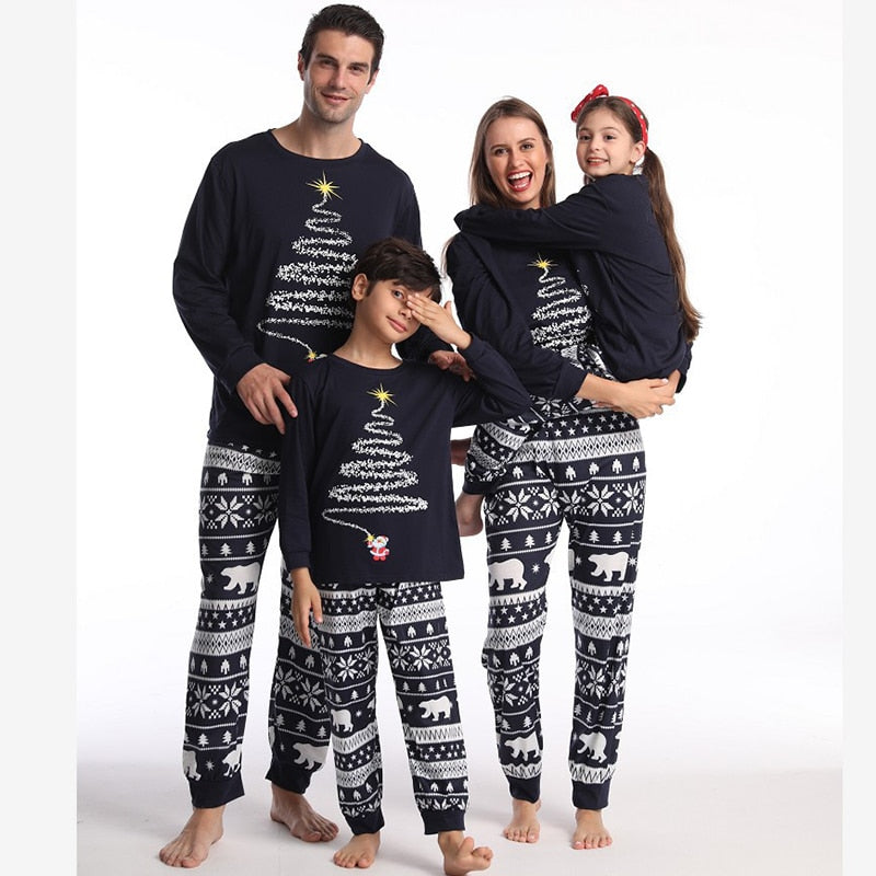 Qfdian halloween costumes christmas costumes Couple Family Christmas Pajamas 2022 New Year Costume For Children Mother Kids Clothes Matching Outfits Christmas Pajamas Set