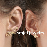 Qfdian easter gifts Bohemian Vintage Earrings Jewelry Leaf Geometric Round Stud Earrings for Women Simple Bar Leaf Earing Ear Climber Girls