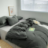Nordic Ins Style Bedding Sets Solid Color Single Double Queen Size Duvet Cover Flat Sheet Pillowcases Hotel Home Bed Linen