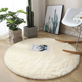 Plush Round Rug White Children Carpets for Living Room Home Decor Soft Kid Bedroom FloorPlay Mat Baby Room Fluffy Cute Rug