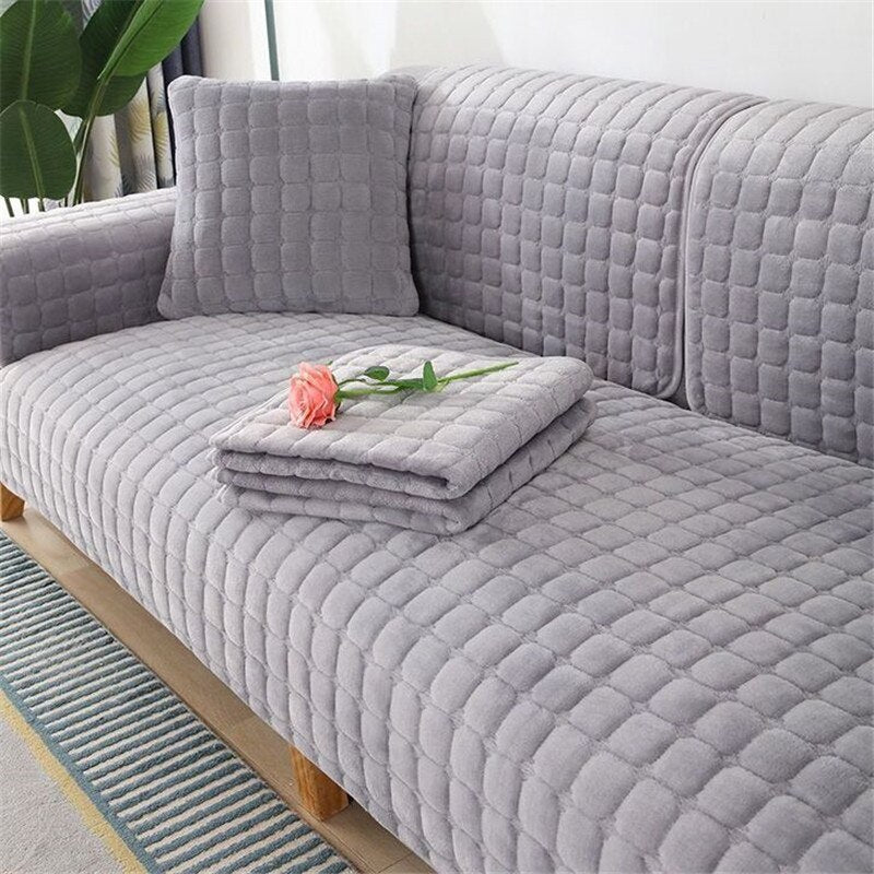 Thicken Plush Sofa Cover Non-Slip Couch Cover Cushion Slipcover For Living Room Multi-sizes Velvet Fleece Furniture Protector