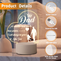 Qfdian father's day gifts Birthday Thanksgiving Gifts for Dad from Daughter Son Personalized Acrylic 3D LED Night Light Bedroom Decoration