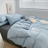 Nordic Ins Style Bedding Sets Solid Color Single Double Queen Size Duvet Cover Flat Sheet Pillowcases Hotel Home Bed Linen