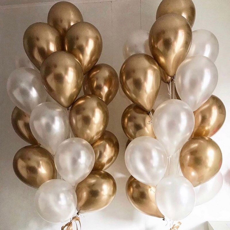12pcs 5/10/12inch Metal Pearl Latex Balloons Chrome Glossy Metallic Colors Balloon Globos Gold Birthday Party Event Decoration