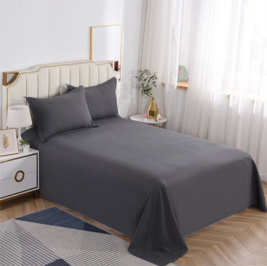 1pc Cotton Flat Sheet 19Solid Color Luxury Bed Sheets Soft Comfortable Bedsheet Single Queen King Size Bed Linens High Quality