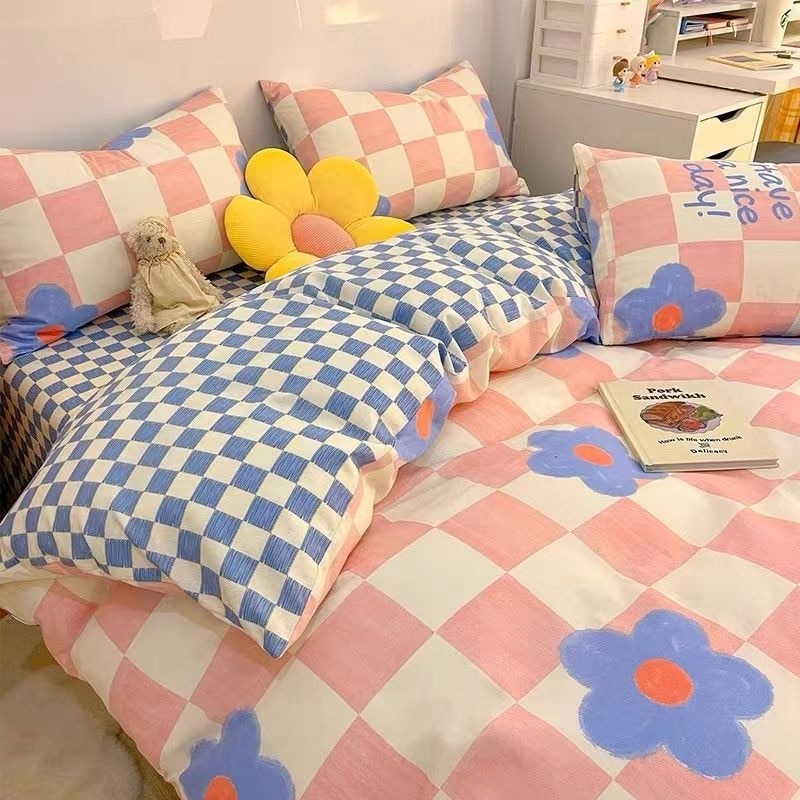 Ins Pastoral style Yellow Small Flowers Bedding Set Twin Queen Size Duvet Cover Flat Sheet Pillowcase Princess Girl Bed Linen