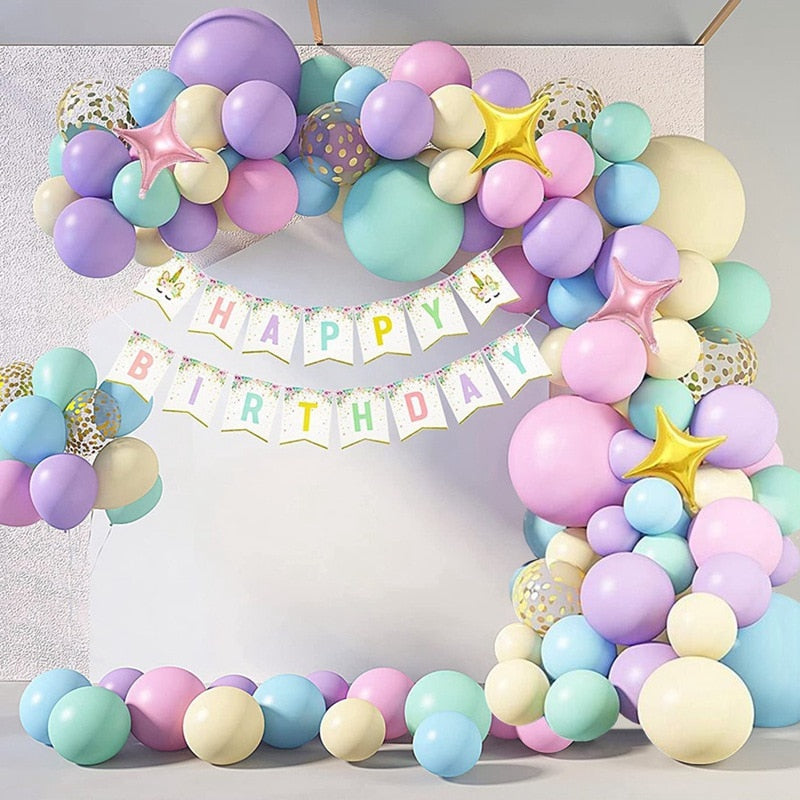 Qfdian halloween decorations christmas decorations Macaron Balloons Garland Latex Ballons Arch Happy Birthday Party Decor Kids Adult Wedding Baloon Chain Baby Shower Balon