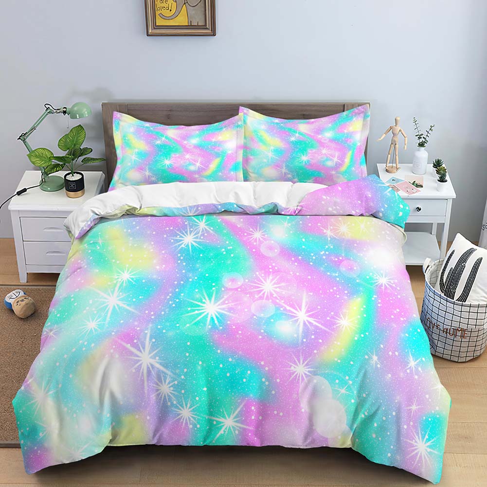 Rainbow Printing Bedding Set Colorful Stripe Comforter Cover Soft Bedding Set Twin King Queen Size 2/3pcs Polyester Quilt Cover