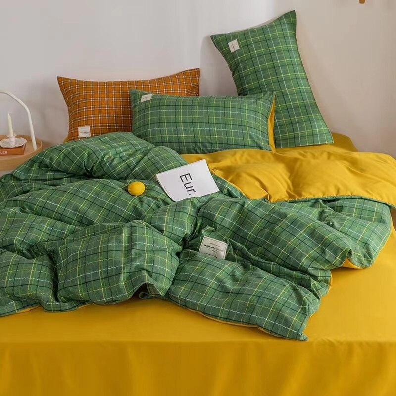 Ins Nordic Style Four-piece Sheet Quilt Set Bed Hat Small Fresh Student Dormitory Bed Three-piece Set