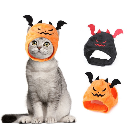 Qfdian Pet Outfits Halloween Festival Pumpkin Hat for Cat Scary Devil Pet Costume Dog Caps Christmas Cosplay Hat Warm Winter Puppy Neck Accessories