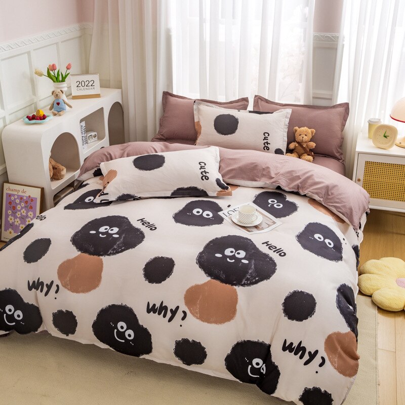 Cute Rabbit Bedding Set Carrot Soft Full Queen Size Boys Girls Duvet Cover No Filler Flat Sheet Pillowcases Kids Home Textile