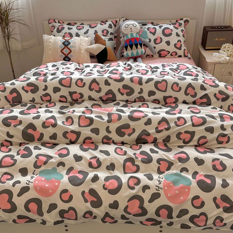 Cute Bedding Set Fashion Single Double Size Flat Sheet Duvet Cover Pillowcase Soft Microfiber Boys Girls Bed Linen