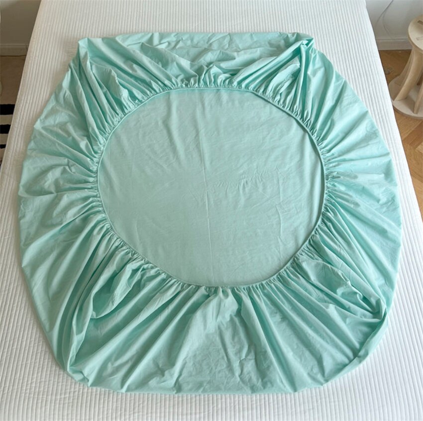 Cotton Fitted Sheet with Elastic Band Anti-Slip Mattress Cover for Single Double Queen King Bed Adjustable Plain Fitted Bedsheet