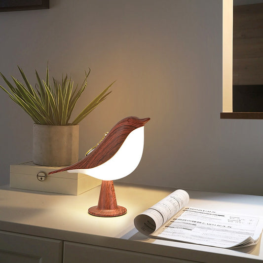3 Colors Bedside Lamp Creative Touch Switch Wooden Bird Night Lights Dimming Brightness Bedroom Table Reading Lamp Decor Home