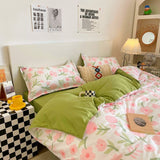 Cute Bear Bedding Set Single Twin Queen Size Ins Style Duvet Cover Flat Sheet Pillowcases Boys Girls Gift Home Textile