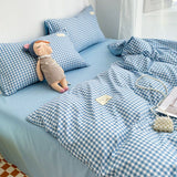 Nordic Plaid Bedding Set Black Grey Soft Bed Linen Single Full Queen Size Duvet Cover Flat Sheet Pillowcases Kit