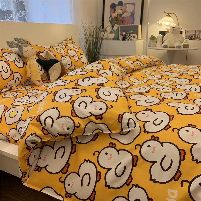 Cute Cartoon Bedding Set Spring Summer New Duvet Cover Flat Sheet Pillowcase Boys Girls Gift Twin Single Queen Size Bed Linens