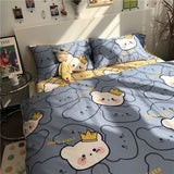 Cute Cartoon Bedding Set Kids Single Queen Size Duvet Cover Flat Sheet Pillowcase Bed Linen Boys Girls Fashion Home Textile