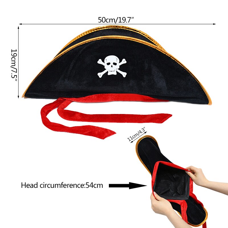 Qfdian halloween decorations halloween costumes halloween gift Halloween Pirate Hat Cap Decoration Kids Adult Halloween Masquerade Captain Cosplay Costume Props Pirate Theme Birthday Party