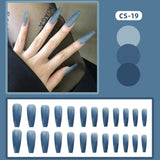 QFDSIAN 24pcs/box Full Cover fake Press on Nails Matte Yellow Pure Acrylic Frosted Ballerina acrylic for nails for Women free shipping