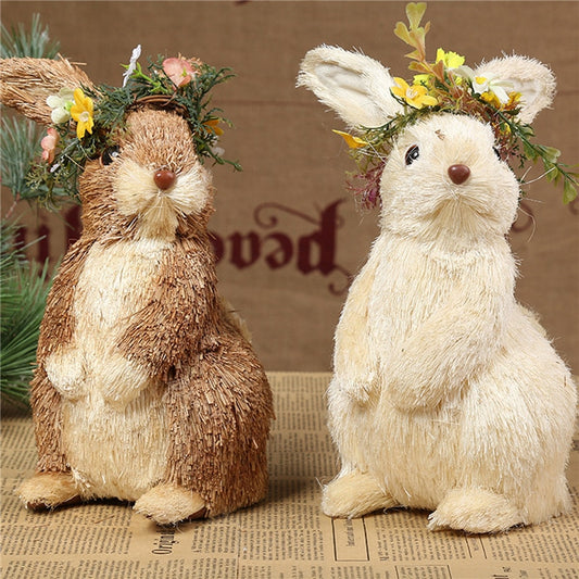 Qfdian easter decorations clearance New Creative Children Easter Bunny Decoration Cute Straw Rabbit Home Decorative Ornaments Gift For Mother Kids Friends