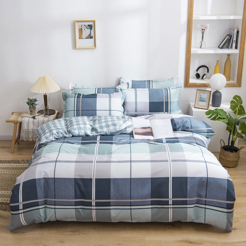 Qfdian Beddings Sets New Cotton Four-piece Set Thickened Brushed Bedding School Dormitory Three-piece Bedding Set Luxury Bed Linen