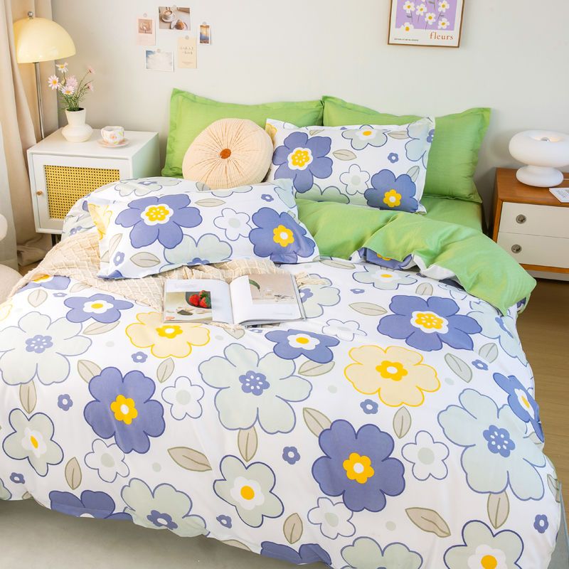 Fashion Duvet Cover Flat Sheet Pillowcases Set Single Queen Size Bed Linen Boys Girls Bedding Set Cute Kids Home Textile
