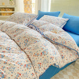 Cartoon Strawberry Bedding Set Washed Cotton Single Double Size Nordic Girls Flower Bed Linen Flat Sheet Duvet Cover Pillowcase