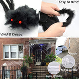 Qfdian halloween decorations halloween costumes halloween giftGiant Spider Huge Spider Web Halloween Decoration Props Haunted Indoor Outdoor Spooky Plush Large Araneid Prank Trick Supplies