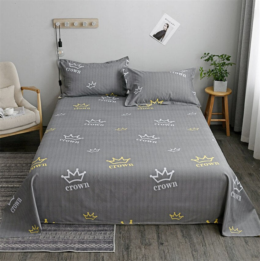 Soft Bed Sheet Set 3pcs Bedding Sheets Fashion Flat Bedsheet Pillowcase 120/150/180/200/220/250cm Polyester Bed Linens Bedspread