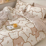 Romantic Bedding Set Floral Ins Style Duvet Cover Flat Sheet with Pillowcases Single Queen Full Size Boys Girls Korean Bed Linen