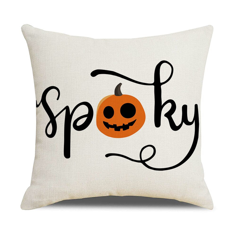 Qfdian halloween decorations halloween costumes halloween gift Fall Halloween Pumpkin Cushion Cover Trick or Treat Farmhouse Decor Home Pillowcase Sofa Decor Pillowcase