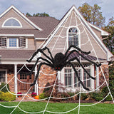 Qfdian halloween decorations halloween costumes halloween giftGiant Spider Huge Spider Web Halloween Decoration Props Haunted Indoor Outdoor Spooky Plush Large Araneid Prank Trick Supplies
