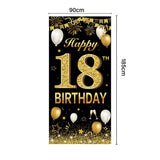 Black Gold Birthday Balloon Banner Cheer 18th 21st 30 40 50 60th Birthday Ballon Backdrop Happy Birthday Party Decor Baloon